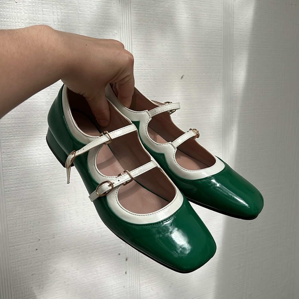 Green and White Mary Jane Shoes - Picture 6 of 6